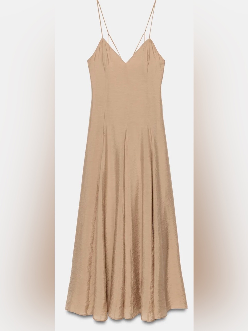 Zara Taupe Maxi Slip Dress Open Back V Neck Strappy Flowy S NWT - Picture 6 of 8